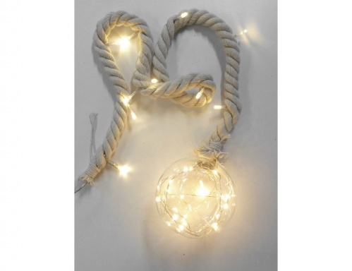 Декоративный подвесной светильник "Фисэль" с шаром 10 см, 30 теплых белых mini LED-огней, 1+5 м, Peha Magic