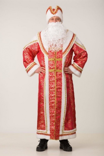 Костюм Деда Мороза Боярский красный, размер 54-56, Батик
