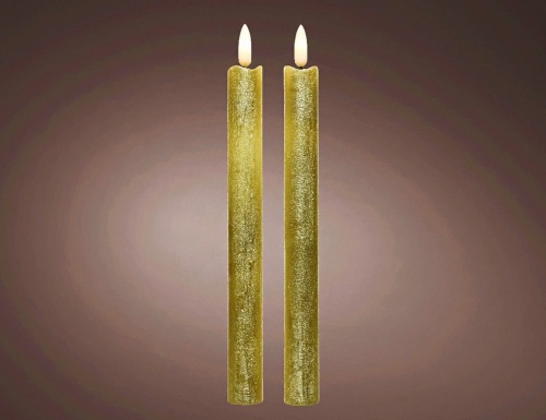 Столовые свечи "Живая душа" (2 шт.), тёплый белый LED-огонь, "натуральный фитилёк" 3D, 2х24 см, Kaemingk фото 5