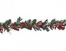 Гирлянда декоративная "Зимняя ягода" с хвоей и листьями, 180 см, Kaemingk