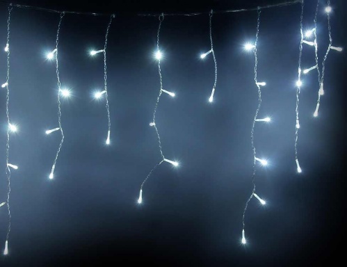 Электрогирлянда "Световая бахрома", 80 тёплых белых LED ламп, 2x0,5 м, коннектор, провод прозрачный, SNOWHOUSE