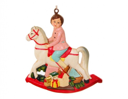 Ёлочная игрушка "Верхом на лошадке", полистоун, 9 см, SHISHI