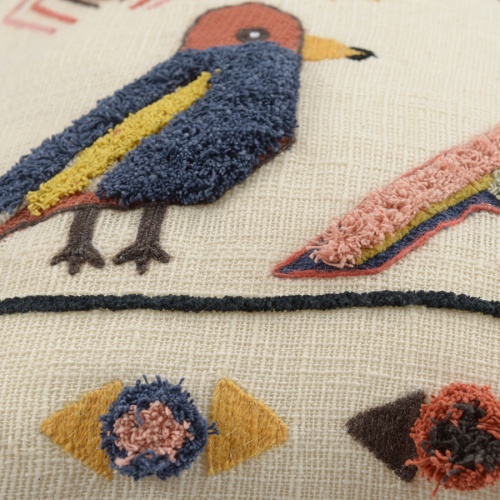 Чехол на подушку в этническом стиле с помпонами и вышивкой Птицы из коллекции ethnic, 45х45 см фото 6