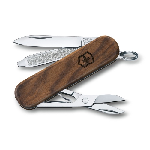 Нож-брелок Victorinox Classic SD, 58 мм, 5 функций, рукоять из орехового дерева фото 3