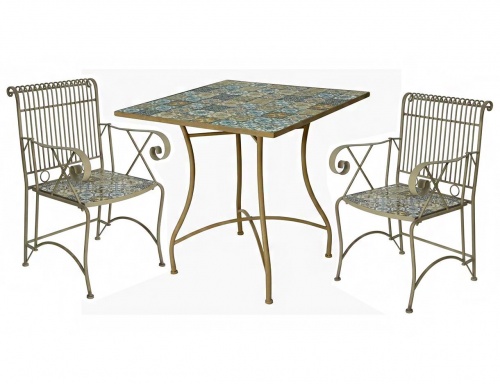 Комплект садовой мебели "Тулуза", (стол и 2 кресла), металл, мозаика, Kaemingk
