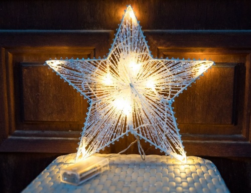 Подвесное светящееся украшение "Звезда - мерцающие нити", 10 тёплых белых LED-огней, 30 см, батарейки, Peha Magic фото 3