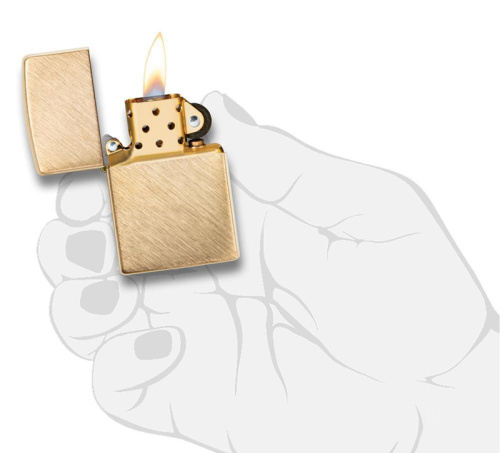 Зажигалка Zippo Classic с покрытием Herringbone Sweep Brass, латунь/сталь, золотистая, матовая, 36x1 фото 2