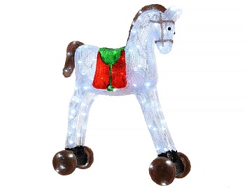 Светящаяся "Игрушечная лошадка", цветной акрил, 100 холодных белых LED-огней, уличная, 17x48x57 см, Kaemingk