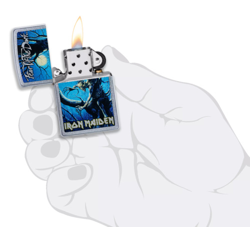 Зажигалка Zippo Iron Maiden, покрытие Street Chrome™, латунь/сталь, серебристая, матовая фото 3