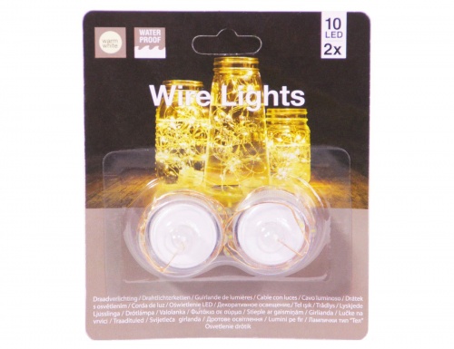 Набор водонепроницаемых гирлянд "'роса'- волшебное свечение", 10 тёплых белых микро LED-огней, 45+10 см, батарейки, 2 шт., Koopman International фото 3
