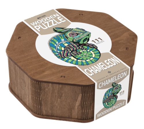 Деревянный пазл-головоломка EWA Хамелеон XL (37x28 см) коробка-шкатулка фото 2