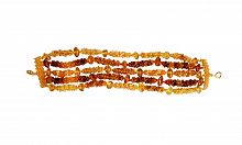 Плетеный браслет из балтийского янтаря и бисера, 10875-1b