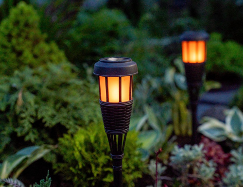 Садовый фонарь на солнечной батарее Solar НИИГАТА, 12 желтых мини LED-огней, чёрный, 51 см, Koopman International фото 2