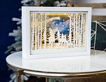 Светящаяся декорация "Зимнее волшебство - олени", 15 тёплых белых LED-огней, движение, 7x26x25 см, таймер, батарейки, Kaemingk