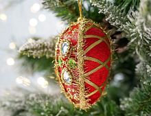 Ёлочная игрушка РОСКОШНОЕ ЯЙЦО, полиэстер, 10 см, Winter Deco