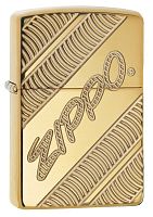 Зажигалка Zippo Armor с покрытием High Polish Brass, латунь/сталь, золотистая, 36x12x56 мм