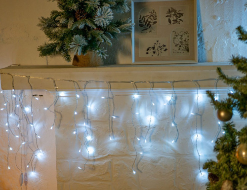 Светодиодная гирлянда длинная БАХРОМА ICICLE, 1000 холодных белых LED-огней, 25х0.5+1.5 м, коннектор, прозрачный ПВХ, уличная, SNOWHOUSE фото 3