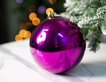 Пластиковый шар глянцевый, цвет: фиолетовый, 140 мм, Winter Deco