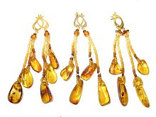 Яркие серьги из балтийского янтаря и бисера, 40065-1;40065-2;40065-3
