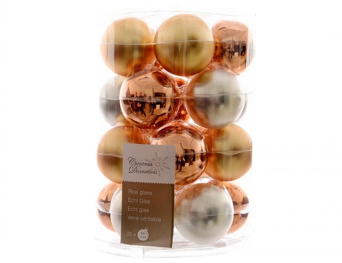 Набор стеклянных шаров Коллекция "Миндальный иней", 20 шт., 60 мм, Kaemingk