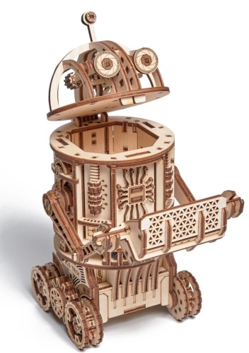 Электронная деревянная сборная модель Wood Trick Космический робот Уборщик (с двигателем) фото 2