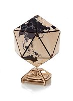 Конструктор деревянный 3D EWA Глобус Икосаэдр с секретом (шкатулка, сейф) черный