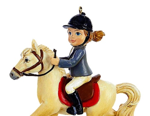 Ёлочная игрушка ЮНАЯ ВСАДНИЦА на коне, полистоун, 9 см, Kurts Adler фото 2