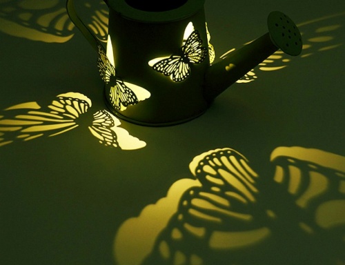 Садовый светильник на солнечной батарее "Лейка с бабочками", тёплый белый LED-огонь, 13x28x15 см, Kaemingk фото 3