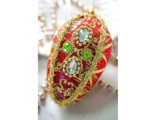 Ёлочная игрушка РОСКОШНОЕ ЯЙЦО, полиэстер, 10 см, Winter Deco фото 2
