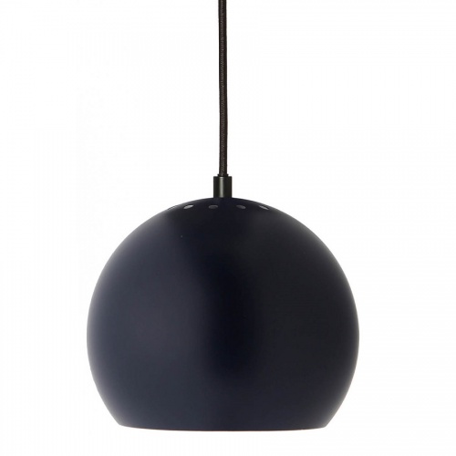 Лампа подвесная ball, темно-голубая матовая, черный шнур