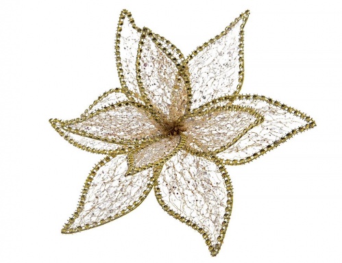 Украшение "Звёздный цветок" на клипсе, золотой, 20 см, Kaemingk фото 2