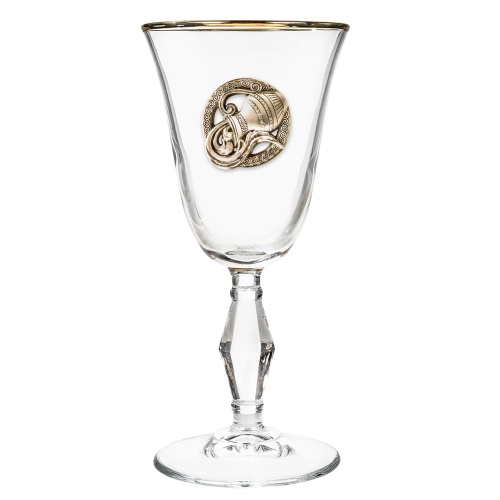 Набор бокалов для вина/шампанского "Ретро" с накладкой "Водолей" в упаковке пейсли, ложемент золотистый шелк, накладка золото пластик с гравировкой фото 5