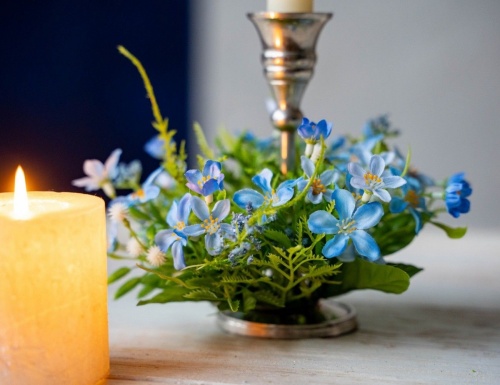 Мини-венок для свечи и декорирования "Душа летнего луга", голубой, Swerox фото 2