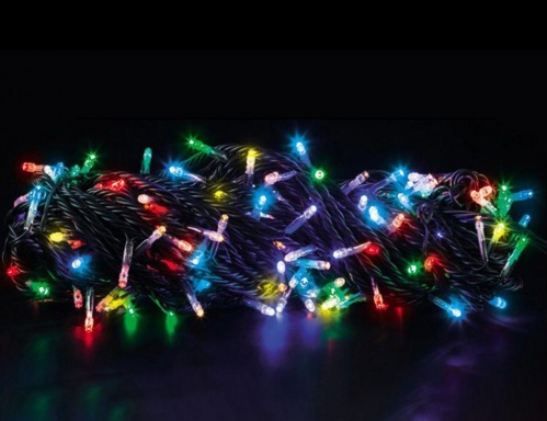Светодиодная гирлянда "Радужные блики" , 200 RGB LED-огней, 20+1.5 м, коннектор, зеленый провод, уличная, Торг-Хаус