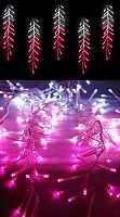 Светодиодная бахрома "Бегущий огонь" (Cluster lights), 160 холодных белых-нежно-розовых-розовых LED ламп, 1,75x0,4 м, прозрачный силиконовый провод, уличная, BEAUTY LED