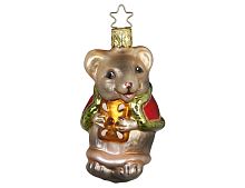 Ёлочная игрушка МЫШОНОК С ПЕЧЕНЬЕМ, стекло, 9 см, Inge Glas