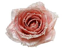 Украшение "Зимняя роза" на клипсе, 11 см, Kaemingk