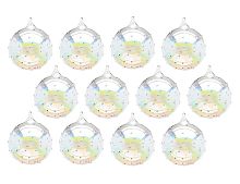 Набор стеклянных елочных шаров ЗИМНИЕ ДОЖДИНКИ, прозрачно-радужный, 8 см (упаковка - 12 шт.), EDG
