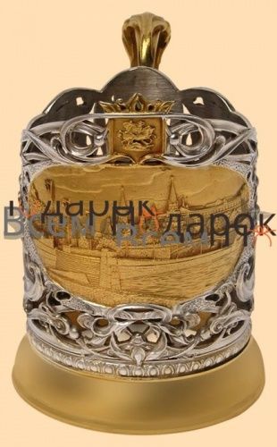 Подстаканник эксклюзивный Москва (с покрытием из серебра с золотом, литьё) фото 2