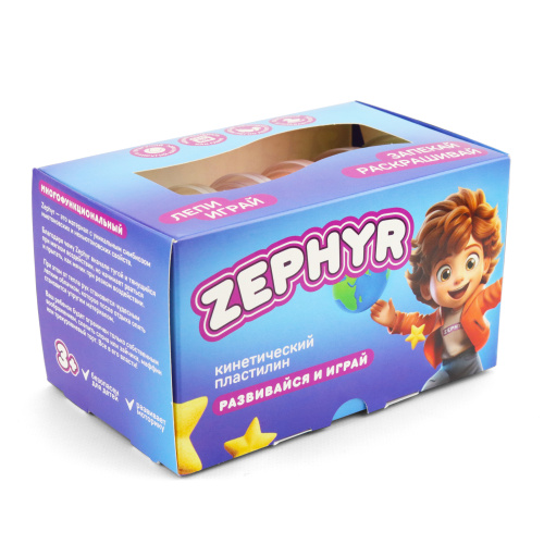 Кинетический пластилин "Zephyr" (Зефир) Набор из 6 цветов по 75 гр фото 13