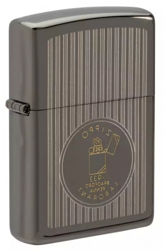 Зажигалка Zippo Founder's Day, покрытие Black Ice®, латунь/сталь, черная, глянцевая, 38x13x57 мм