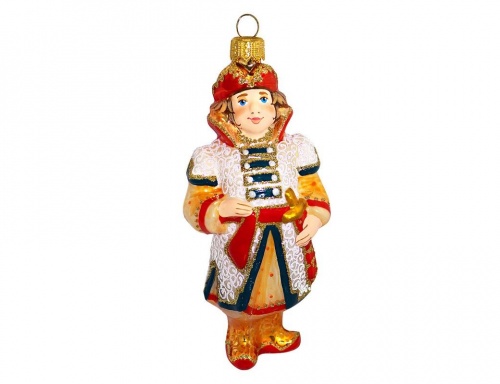 Ёлочная игрушка "Царевич" (в белом кафтане), коллекция 'Формовые игрушки', стекло, 12 см, Ариель