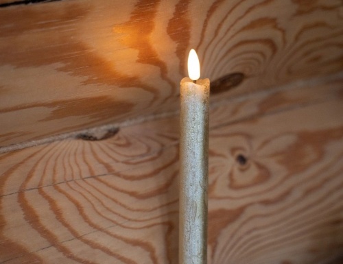 Столовые свечи "Живая душа" (2 шт.), тёплый белый LED-огонь, "натуральный фитилёк" 3D, 2х24 см, Kaemingk фото 4