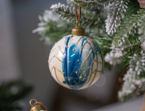 Набор стеклянных шаров и украшений ЗИМНИЙ МУАР, 8-12 см, 12 шт., Winter Deco фото 2