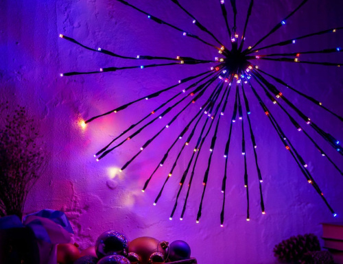 Светодиодное украшение ЁЖ - DANCING LIGHTS, 150 тёплых белых/разноцветных LED-огней, 70 см, таймер, ПДУ, уличное, Kaemingk фото 2