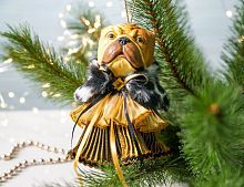 Ёлочная игрушка БУЛЬДОЖКА АДЕЛЬ, полистоун, текстиль, 13 см, Winter Deco