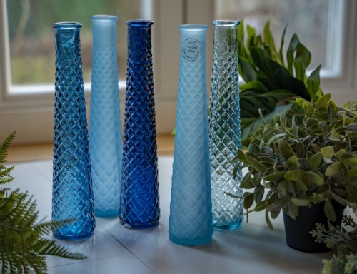 Декоративные стеклянные вазы SKY AND SEA, голубая гамма, 32 см (5 шт.), Kaemingk