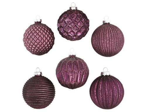 Набор стеклянных ёлочных шаров "Вилфредо", фиолетовый, 8 см (12 шт.), Boltze