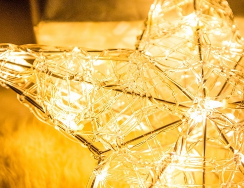 "Звезда ажурная" светящаяся, акриловые нити, 40 теплых белых LED-огней, 40см+5м, уличная, Kaemingk фото 4