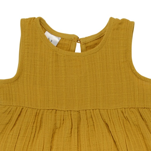 Платье без рукава из хлопкового муслина горчичного цвета из коллекции essential фото 6